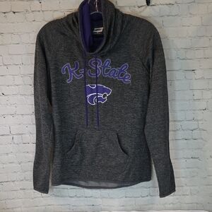 Stadium Athletics Women's Gray and Purple Cowl Neck Sweater